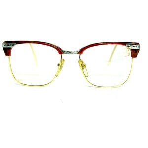Vogart Frame Italy Mod 223 Vintage Browline Glasses Gold Red‎ Tortoise 50-20 103